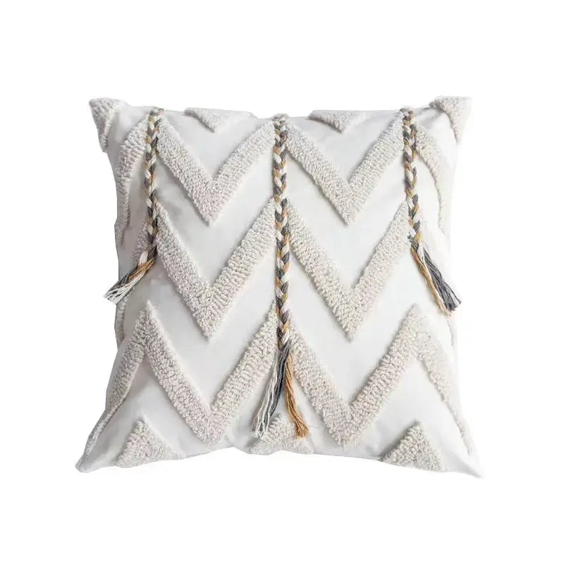 Bohemian beige and brown tufted cushion cover living room pillow