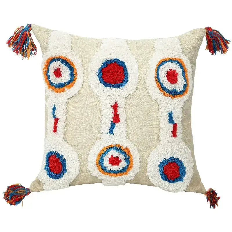 Bohemian beige and brown tufted cushion cover living room pillow