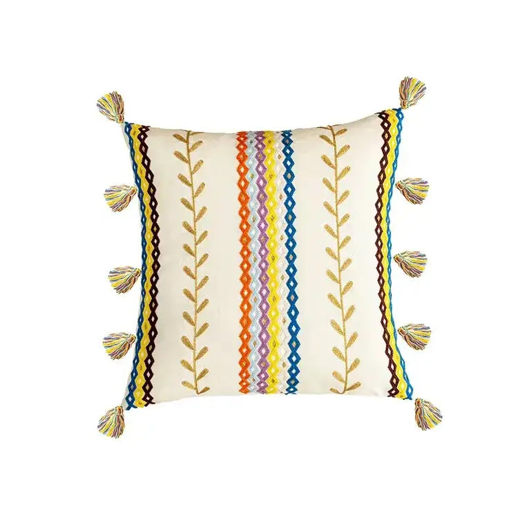 Bohemian beige and brown tufted cushion cover living room pillow