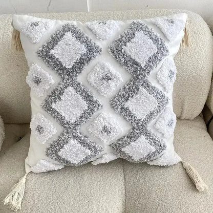 Bohemian beige and brown tufted cushion cover living room pillow