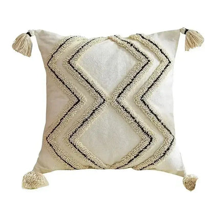 Bohemian beige and brown tufted cushion cover living room pillow