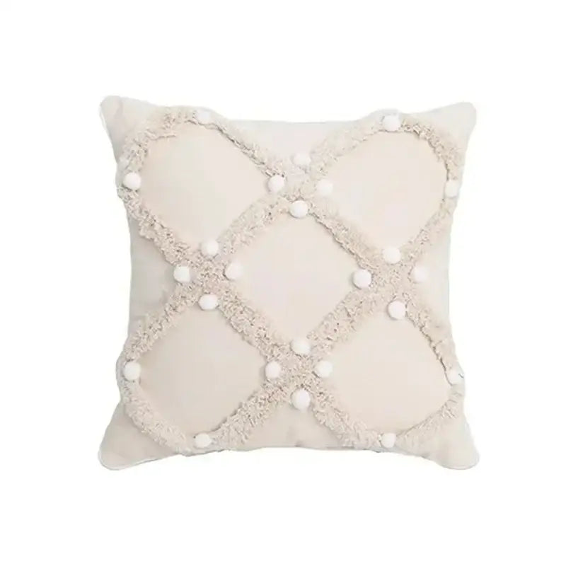 Bohemian beige and brown tufted cushion cover living room pillow