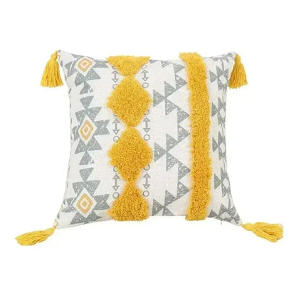 Bohemian beige and brown tufted cushion cover living room pillow