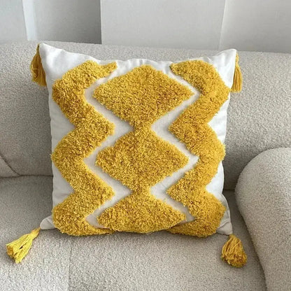 Bohemian beige and brown tufted cushion cover living room pillow