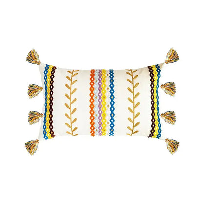 Bohemian beige & black cotton embroidery cushion cover living room