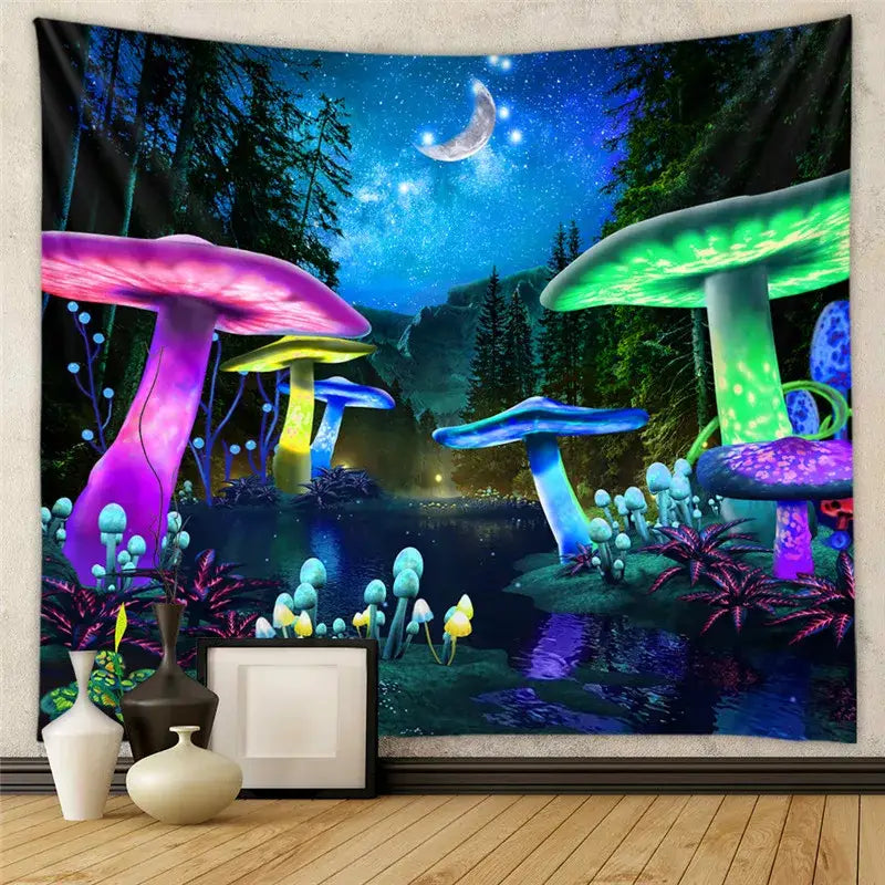 Bohemian black & white tree of life tapestry yoga mat bedroom decor