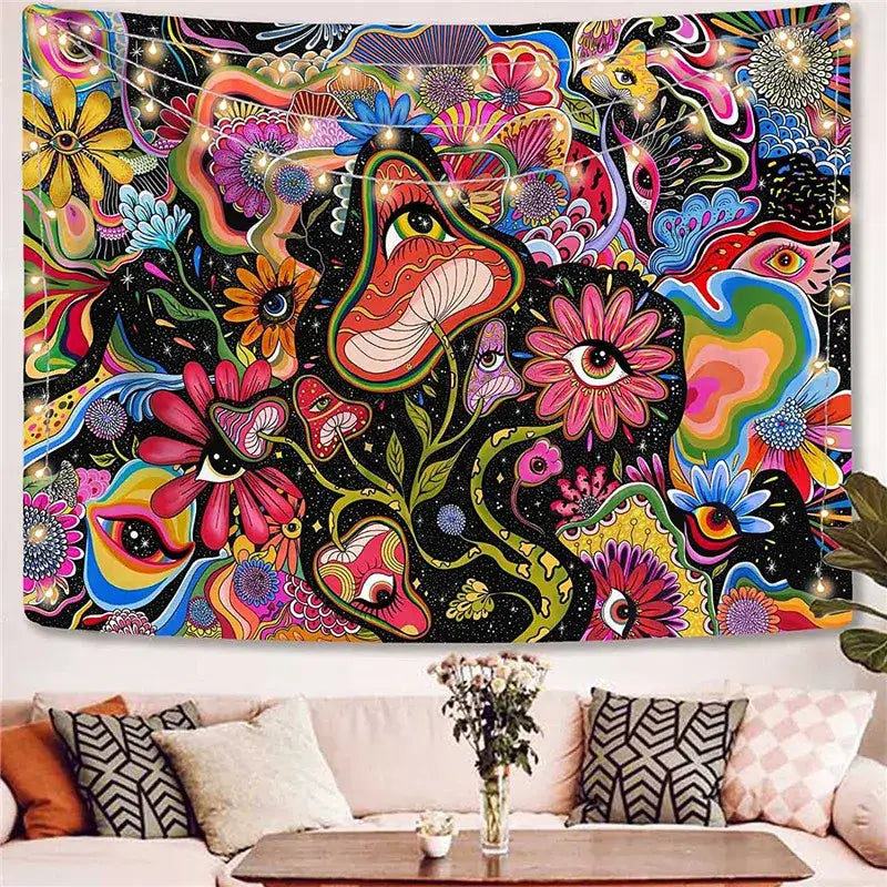 Bohemian black & white tree of life tapestry yoga mat bedroom decor