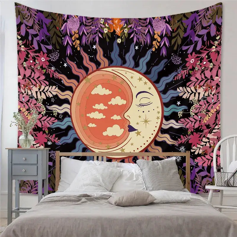 Bohemian black & white tree of life tapestry yoga mat bedroom decor