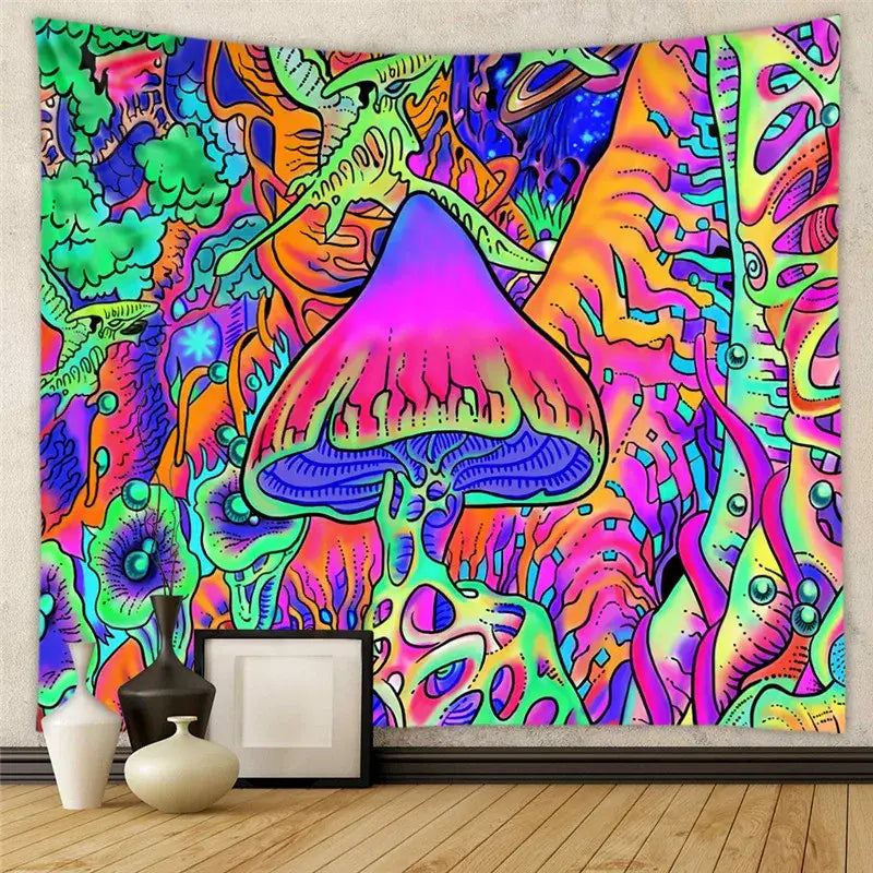Bohemian black & white tree of life tapestry yoga mat bedroom decor