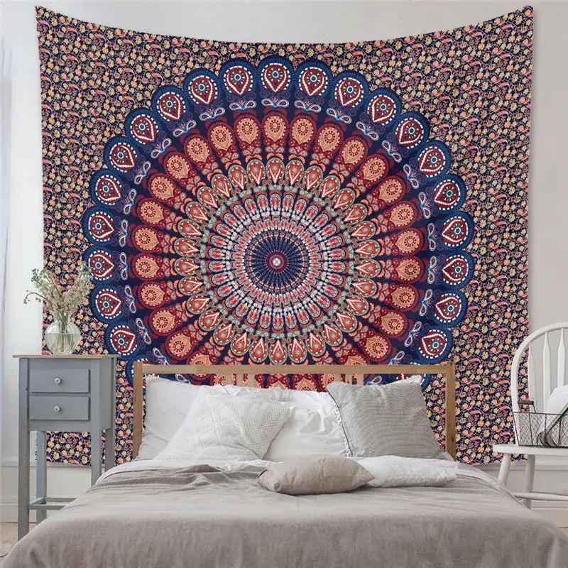 Bohemian black & white tree of life tapestry yoga mat bedroom decor