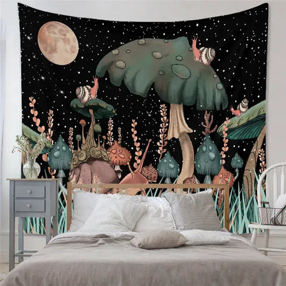 Bohemian black & white tree of life tapestry yoga mat bedroom decor
