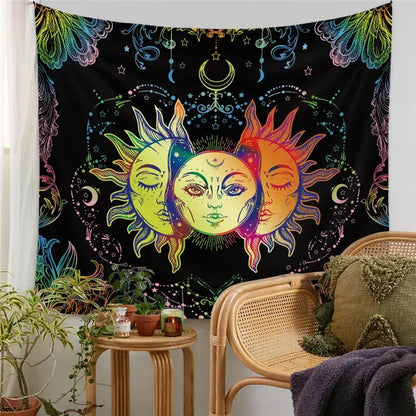Bohemian black & white tree of life tapestry yoga mat bedroom decor