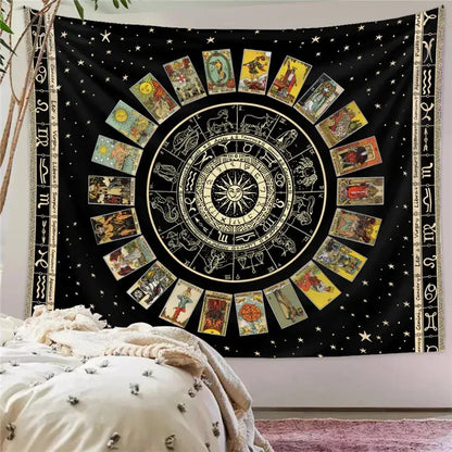 Bohemian black & white tree of life tapestry yoga mat bedroom decor