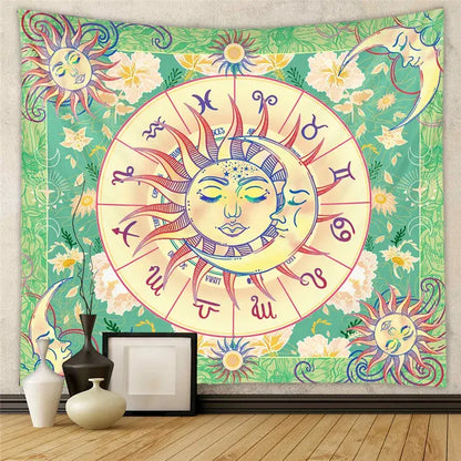 Bohemian black & white tree of life tapestry yoga mat bedroom decor