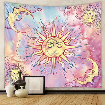 Bohemian black & white tree of life tapestry yoga mat bedroom decor
