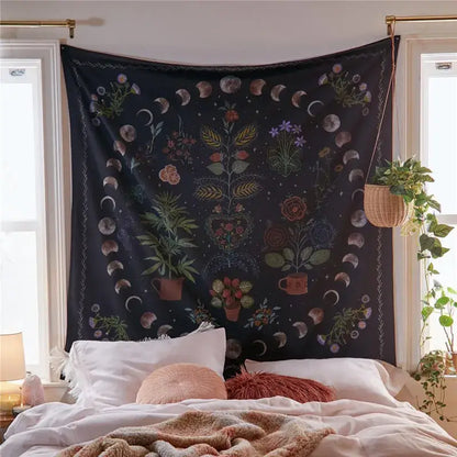 Bohemian black & white tree of life tapestry yoga mat bedroom decor