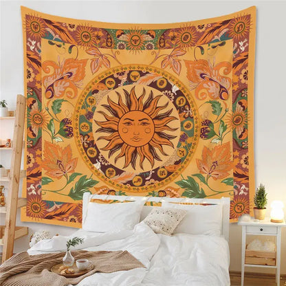 Bohemian black & white tree of life tapestry yoga mat bedroom decor