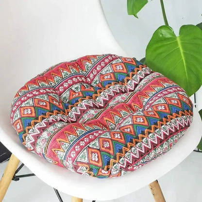 Bohemian blue green & red geometric meditation cushion pouf living room