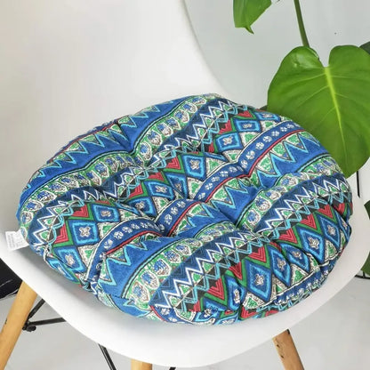 Bohemian blue green & red geometric meditation cushion pouf living room
