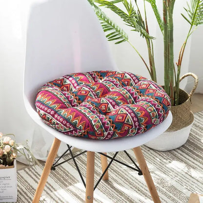 Bohemian blue green & red geometric meditation cushion pouf living room