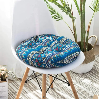 Bohemian blue green & red geometric meditation cushion pouf living room