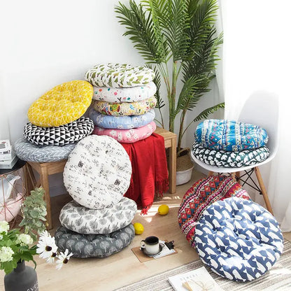 Bohemian blue green & red geometric meditation cushion pouf living room