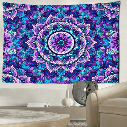 Bohemian blue & purple mandala tapestry – bedroom wall hanging