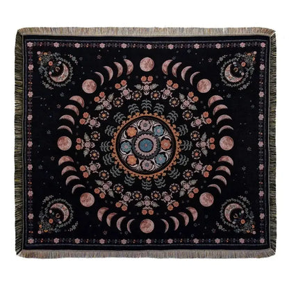 Bohemian camping blanket yellow sun pattern living room throw