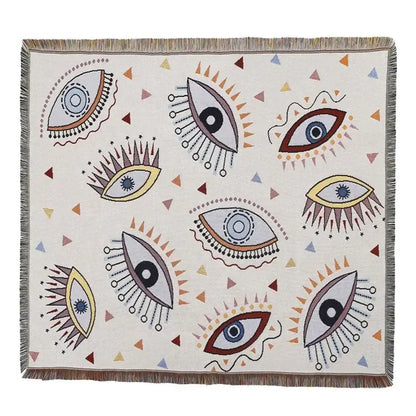 Bohemian camping blanket yellow sun pattern living room throw