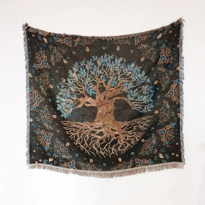 Bohemian camping blanket yellow sun pattern living room throw