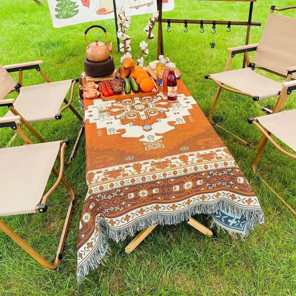 Bohemian camping blanket yellow sun pattern living room throw