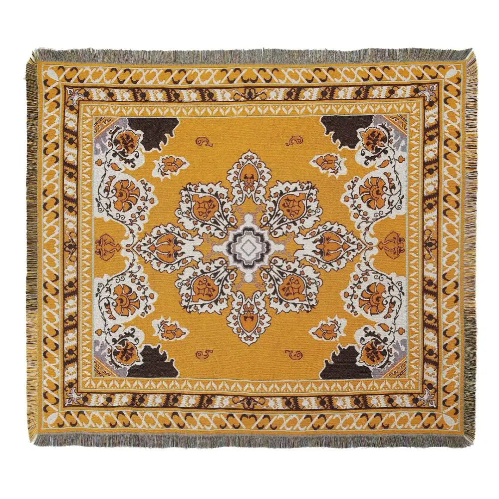Bohemian camping blanket yellow sun pattern living room throw
