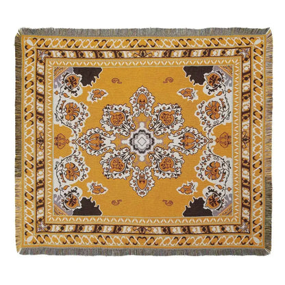 Bohemian camping blanket yellow sun pattern living room throw