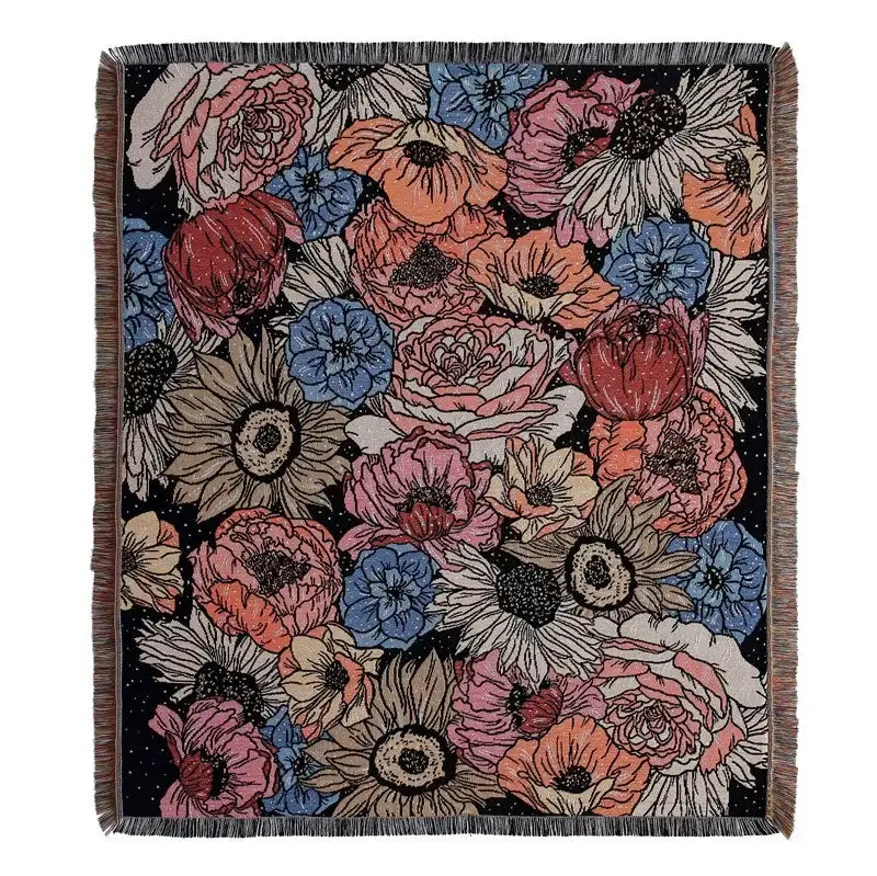 Bohemian camping blanket yellow sun pattern living room throw