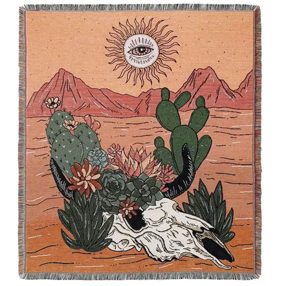 Bohemian camping blanket yellow sun pattern living room throw