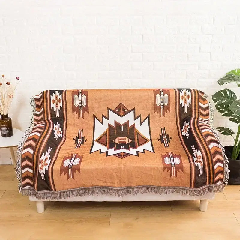 Bohemian classic design thread pink geometric throw blanket bedroom