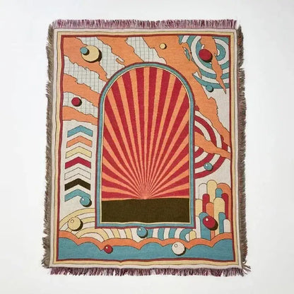 Bohemian classic design thread pink geometric throw blanket bedroom