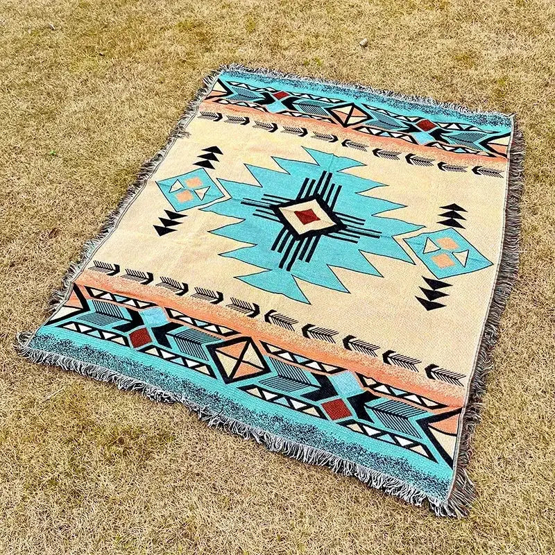 Bohemian classic design thread pink geometric throw blanket bedroom