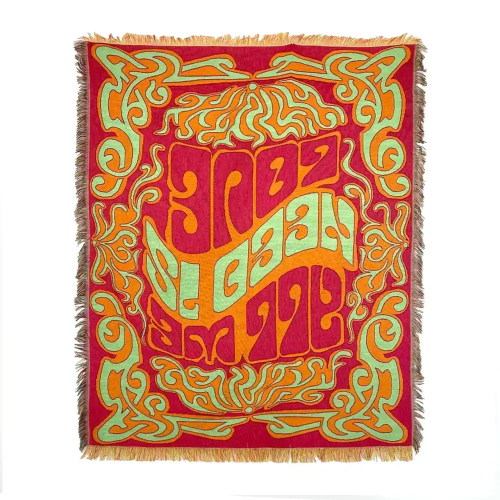 Bohemian classic design thread pink geometric throw blanket bedroom