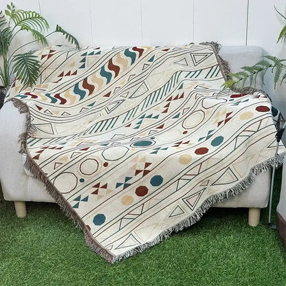 Bohemian classic design thread pink geometric throw blanket bedroom