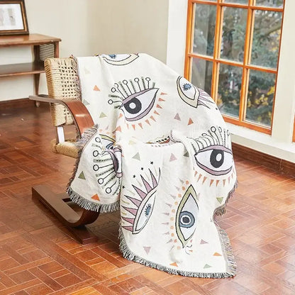 Bohemian classic design thread pink geometric throw blanket bedroom