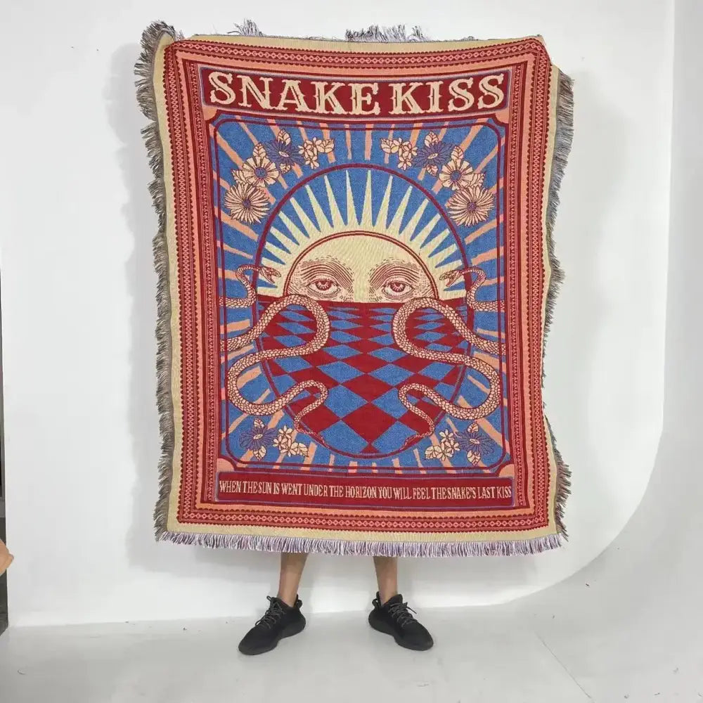 Bohemian classic design thread pink geometric throw blanket bedroom