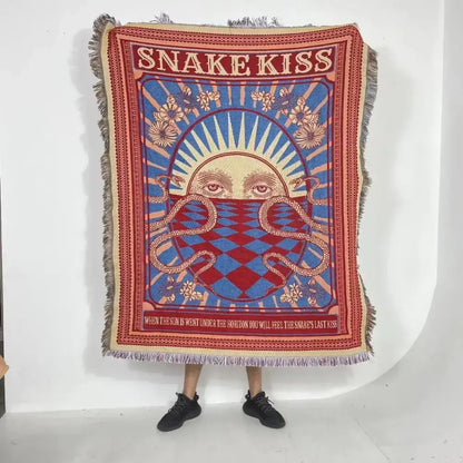 Bohemian classic design thread pink geometric throw blanket bedroom
