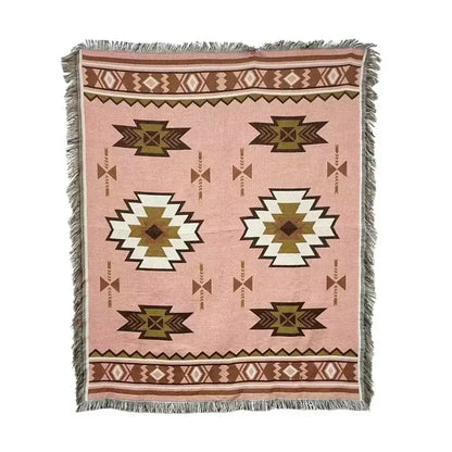 Bohemian classic design thread pink geometric throw blanket bedroom