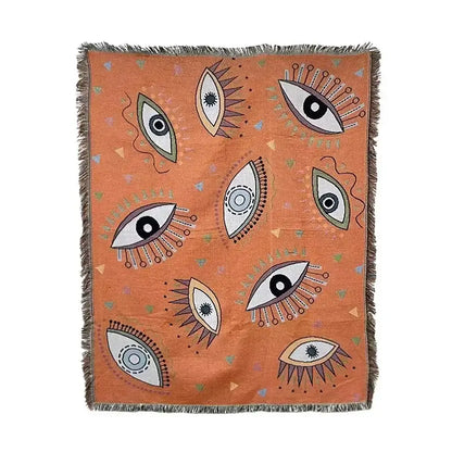 Bohemian classic design thread pink geometric throw blanket bedroom