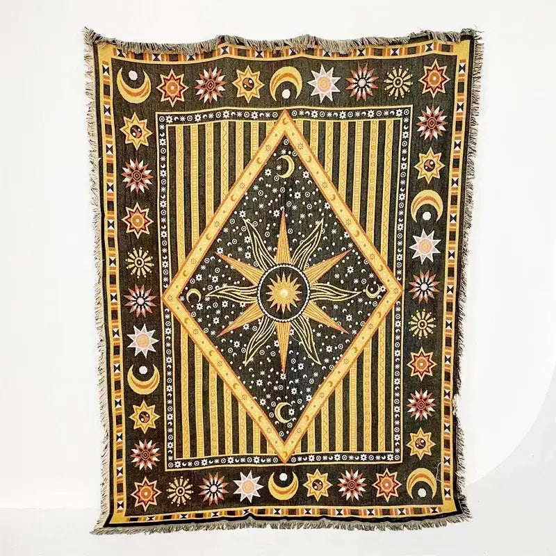Bohemian classic design thread pink geometric throw blanket bedroom