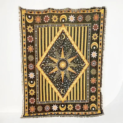 Bohemian classic design thread pink geometric throw blanket bedroom