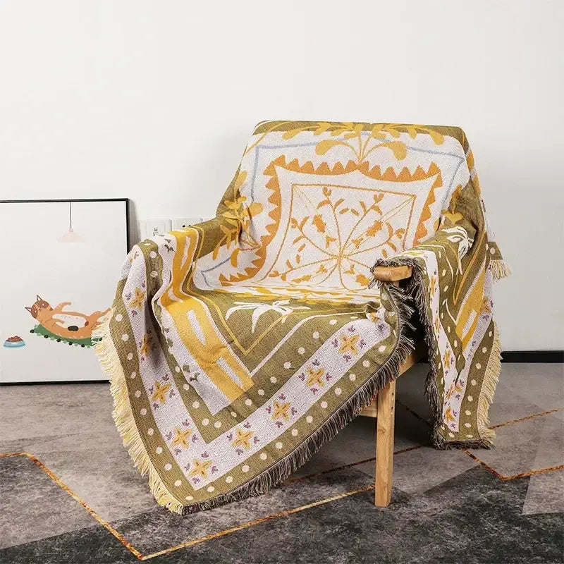 Bohemian classic design thread pink geometric throw blanket bedroom