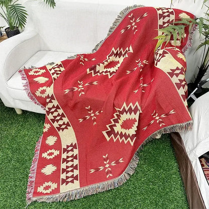 Bohemian classic design thread pink geometric throw blanket bedroom