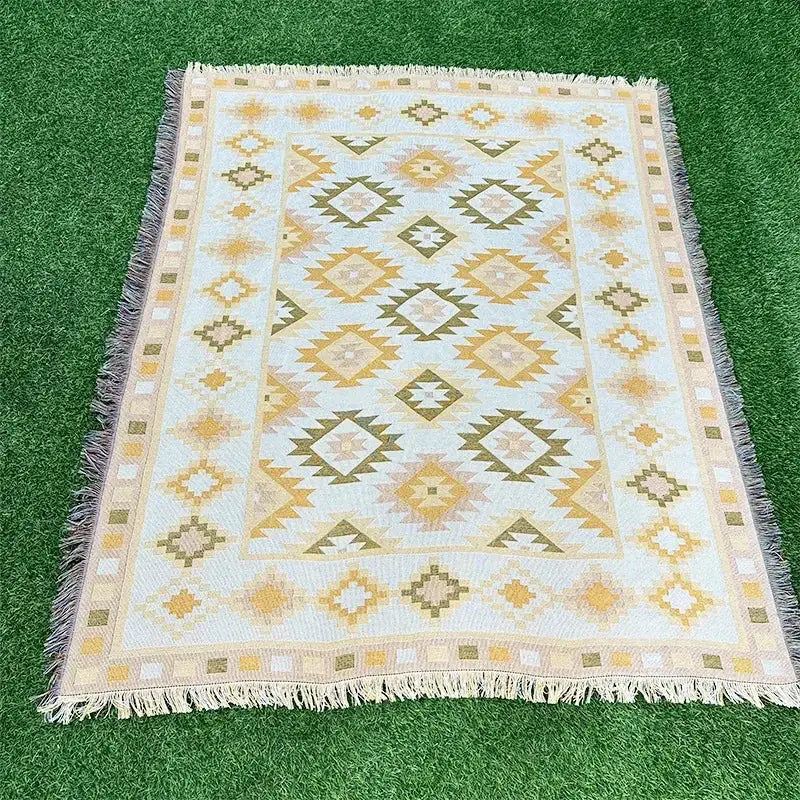 Bohemian classic design thread pink geometric throw blanket bedroom
